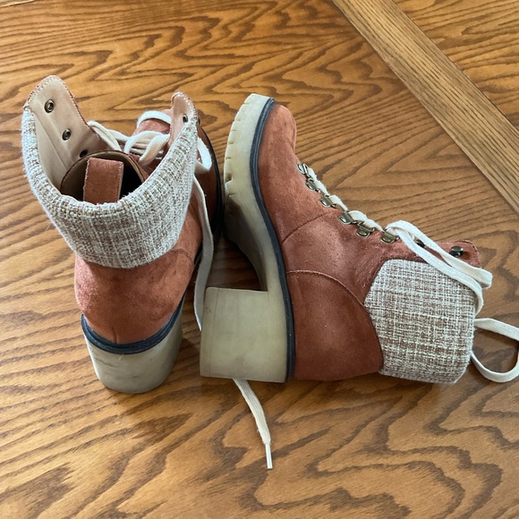 Mi.iM Camel Lace Up Suede Platform, Chunky Heel Ankle Boots, Women’s Sz 8.5 - Picture 5 of 12